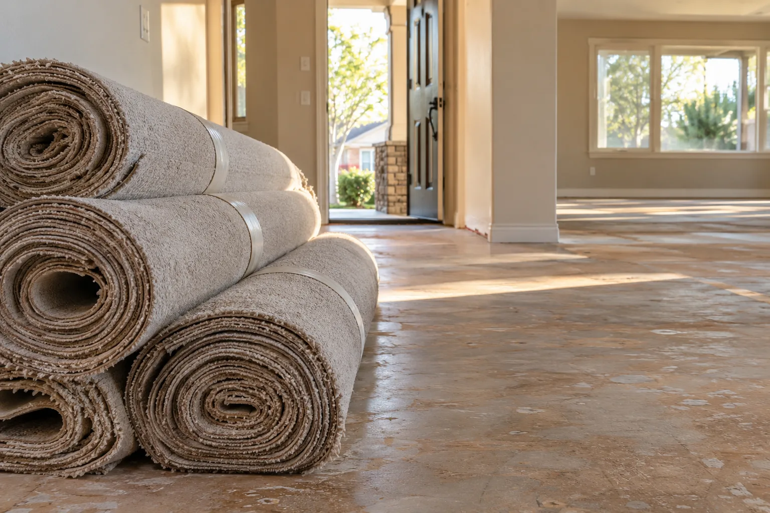 Detail from wall-to-wall carpet removal work